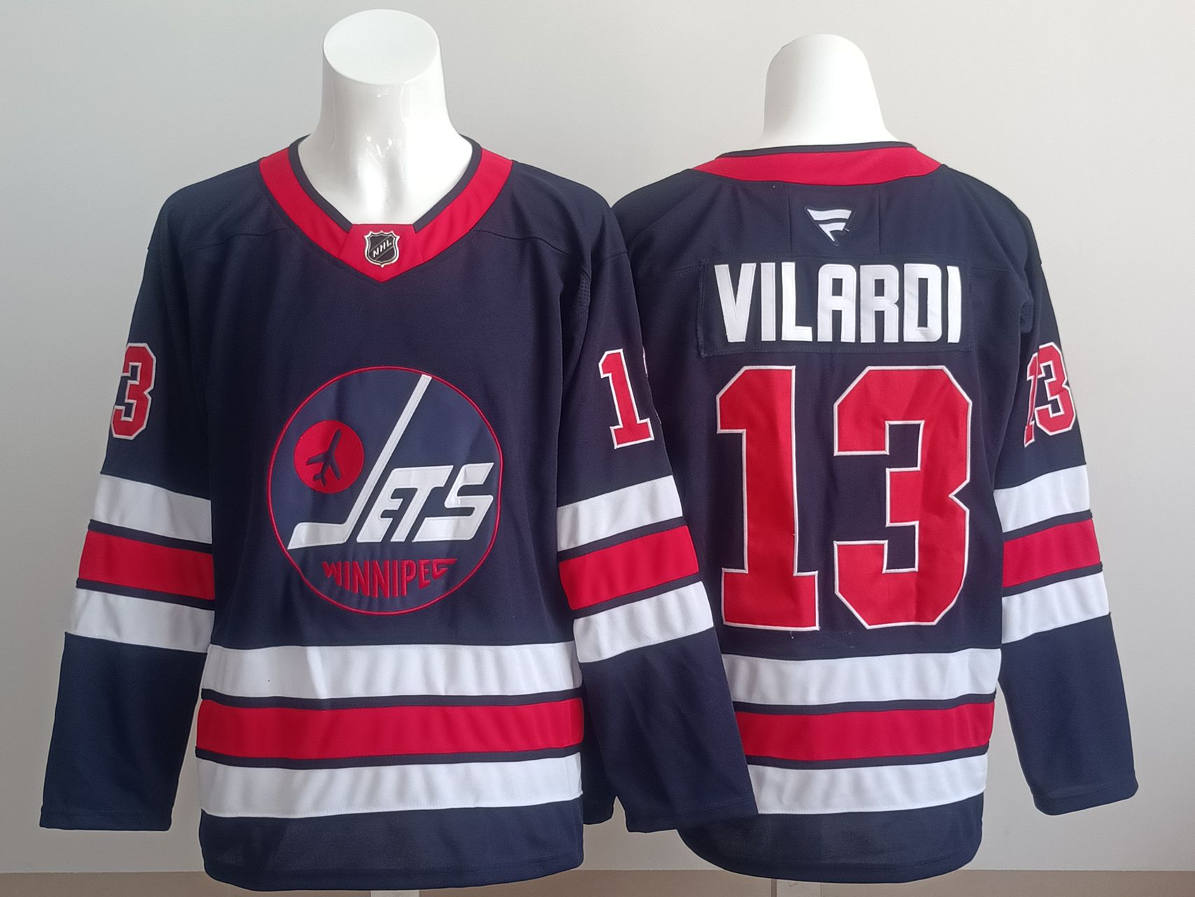 Men 2025 Winnipeg Jets #13 Vilardi Blue Fanatics Home Premium NHL Jersey style 1